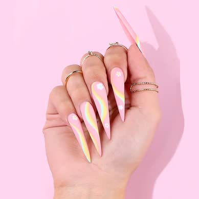 Kiara sky Nail Tips | C Curve Stiletto Clear | 500 pieces | XXL Length | 10 Sizes