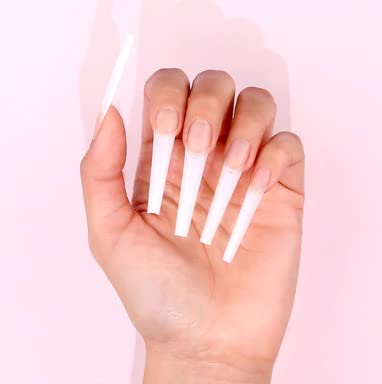 Kiara sky Nail Tips | C Curve Coffin Natural | 500 pieces | XXL Length | 10 Sizes