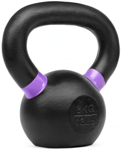 Yes4All Powder Coated Kettlebell, Cast Iron Core Kettlebells with Non-Slip Handle & Flat Bottom for Conditioning, Heavy Duty for Strength Training, 9lb to 71lb - Single & Pair