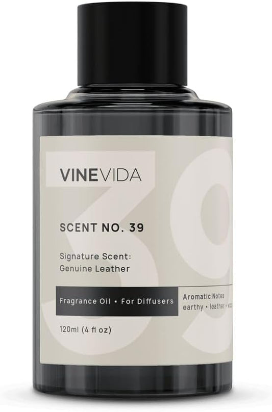 VINEVIDA Genuine Leather Fragrance Oil for Cold Air Diffusers, Essential Oils for Diffuser Oil Refill & Air Freshener Room Spray - 4 Fl Oz