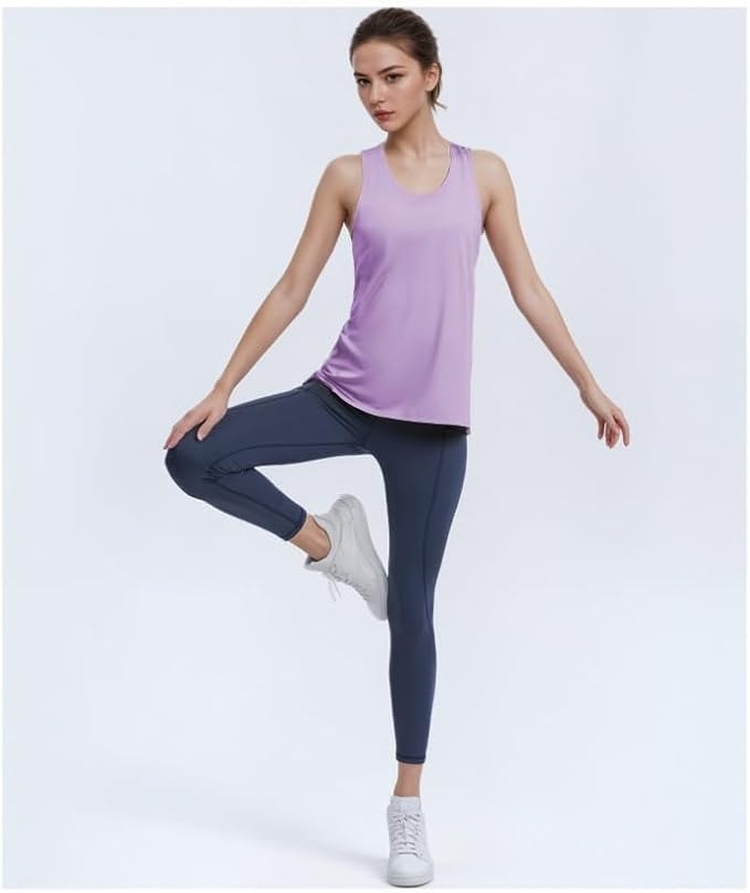 Yoga Tank Tops for Women Sleeveless Workout Tops Open Back Athletic Gym Active Shirts