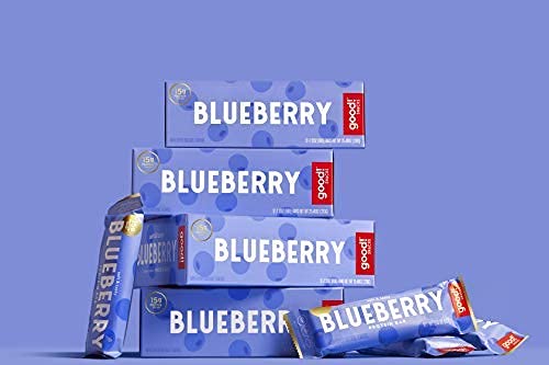 good! Snacks Blueberry Vegan Protein Bar, Soy & Gluten Free, Plant Based, Low Sugar, 15g Clean Protein, Natural Healthy Superfood Snack, Kosher Friendly, For Athletes & Active Lifestyles, 12 Bars