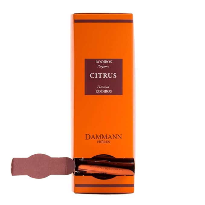 Dammann Freres Sachets, Rooibos Citrus Tea Bags, Premium Gourmet, Notes of Lemon, Clementine, and Orange Tea, Individually Wrapped, 24 Count (Single Pack)