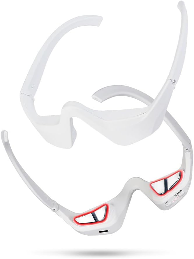 Red Light & Microcurrent Eye Massager – 3D Contour Under-Eye Device for Dark Circles, Puffiness, Fine Lines & Wrinkles – Rechargeable Anti-Aging Eye Therapy Glasses