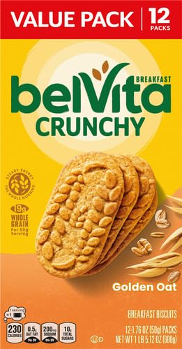 belVita Golden Oat Breakfast Biscuits, Value Pack, 24 Packs (4 Biscuits Per Pack)