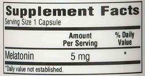 Bio-Tech Pharmacal Melatonin (5 mg), 100 Capsules – All-Natural Supplement – Support Sleep, Cardiovascular, Immune, & Bone Health – No Dairy, Fish, Gluten, Peanut, Shellfish, GMOS, & Soy – No