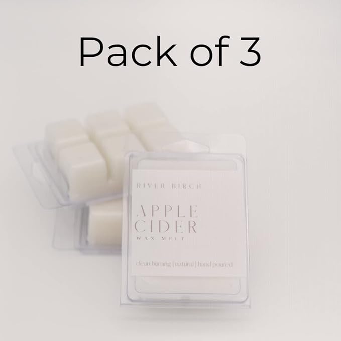 River Birch Candles 3 Pack Apple Cider Scented Clean Natural Soy Wax Melts Tarts – Total 7.5 Oz., Gift Pack, Fall Scent Made in USA