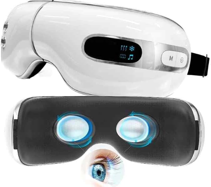 Eye Massager with Heat and Cooling for Migraines Dry Eyes Heated Eye Massager for Sleeping Travel Gifts for Women and Men