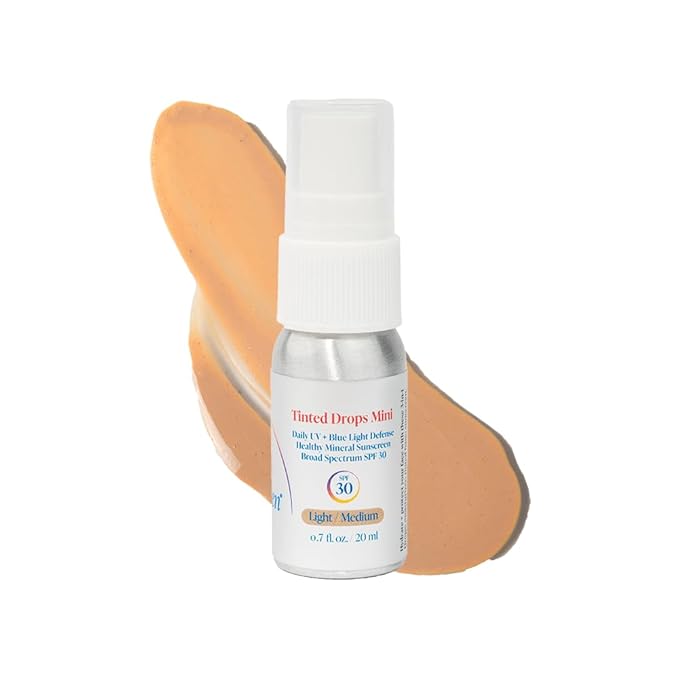 Tinted Sunscreen for Face, 3-in-1 Moisturizer with SPF 30, Face Sunscreen Protection, Tinted Drops to Match Light to Medium Skin Tones, 0.7 fl oz