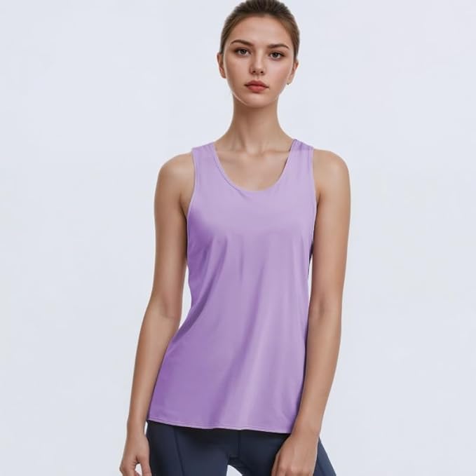 Yoga Tank Tops for Women Sleeveless Workout Tops Open Back Athletic Gym Active Shirts