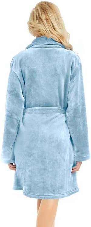 U2SKIIN Women Fleece Robe, Short Cozy Plush Robes for Womens Soft Shawl Collar Warm Spa Bathrobe