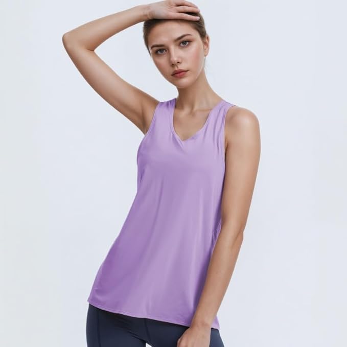 Yoga Tank Tops for Women Sleeveless Workout Tops Open Back Athletic Gym Active Shirts
