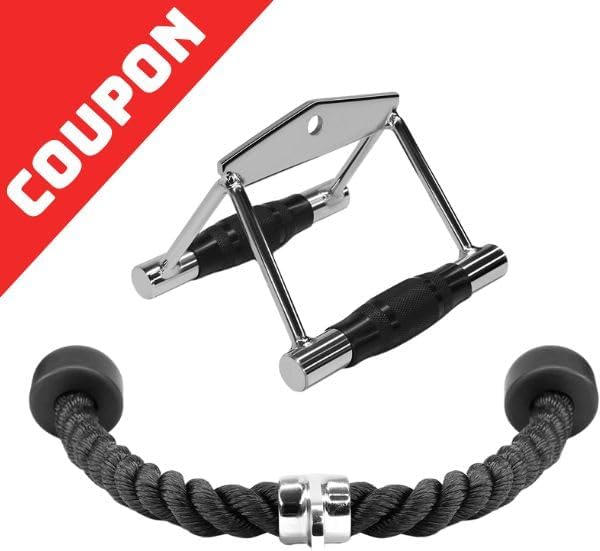 Yes4All Cable Machine Attachment, Double D Hanlde & Tricep Rope Cable Attachment, Weight Machine Accessories Load 880 LB for Home Gym