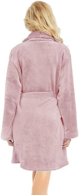 U2SKIIN Women Fleece Robe, Short Cozy Plush Robes for Womens Soft Shawl Collar Warm Spa Bathrobe