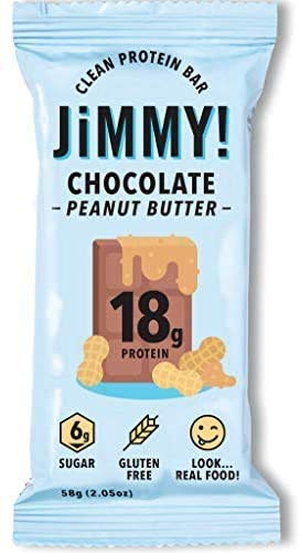 Jimmy! Chocolate Peanut Butter Protein Bars, 18g Protein, Low Sugar, 12 Count (Pack of 2)