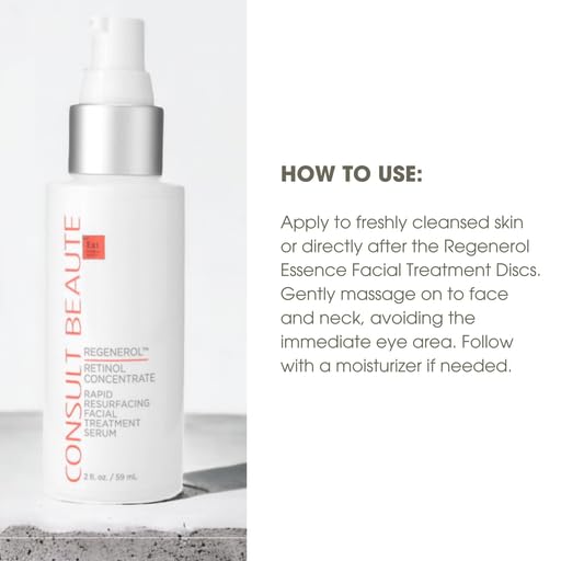 Consult Beaute Regenerol Rapid Resurfacing Retinol Serum for Face, Facial Treatment Concentrate with Bakuchiol, Renews Skin Texture & Diminishes the Appearance of Fine Lines and Wrinkles 2 Fl. Oz.