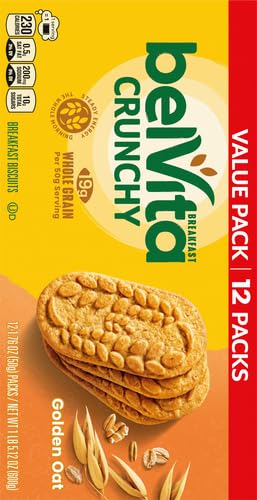 belVita Golden Oat Breakfast Biscuits, Value Pack, 24 Packs (4 Biscuits Per Pack)