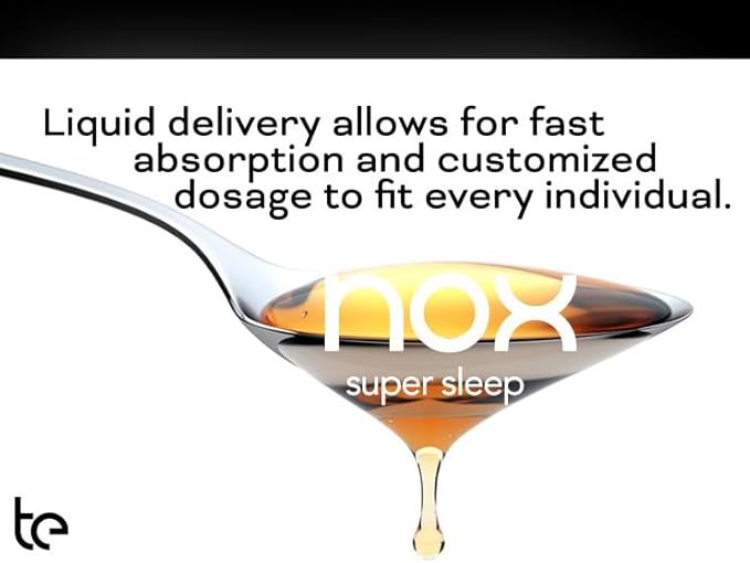 te USA Nox Super Sleep | Synergistic Sleep Aid for Calming Restlessness, Supporting Melatonin Synthesis, and Regulating Natural Circadian Rhythm Sleep-Wake Cycle | Melatonin Gaba L-Theanine Supplement