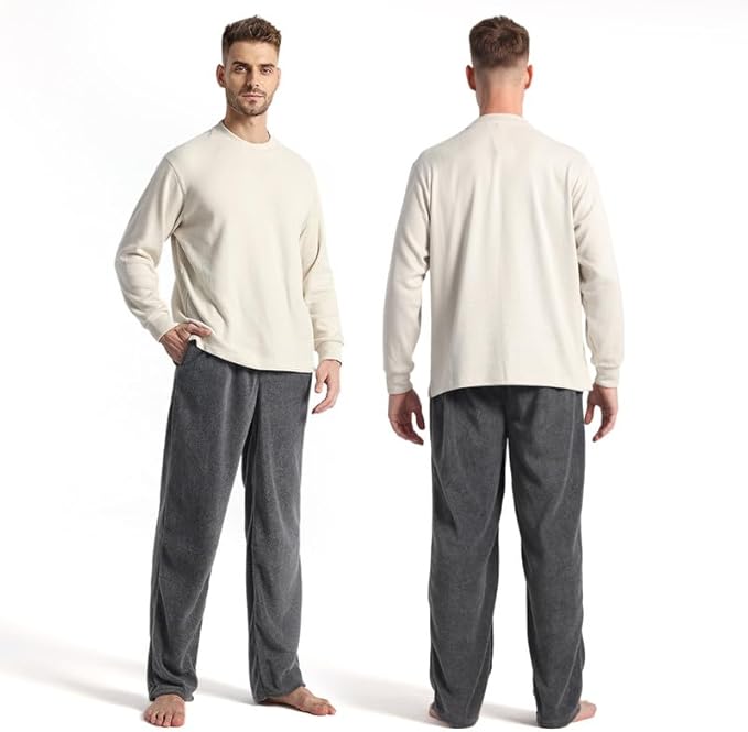 3 Pack Men's Fleece Pajama Pants Bottoms– Lounge Sleepwear Plaid PJs with Pockets and Button Fly