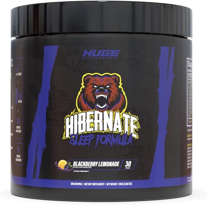 Hibernate Sleep Supplement, Complete & Optimally Dosed Sleep Recovery Formula, Relax & Unwind, Includes GABA, Valerian Root, Melatonin, 5-HTP & More (30 Servings) (BlackBerry Lemonade)