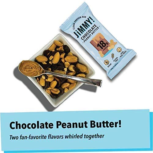 Jimmy! Chocolate Peanut Butter Protein Bars, 18g Protein, Low Sugar, 12 Count (Pack of 2)