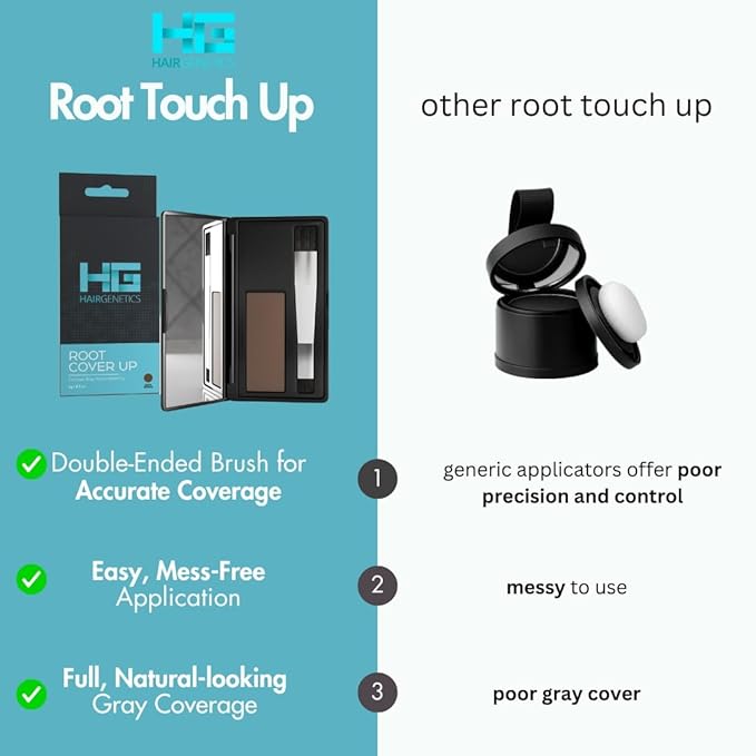 Hair Genetics Root Touch Up Hair Color Root Cover Up with Double-Ended Brush for Hair Color for Gray Hair Coverage - Portable Hair Powder Solution for Quick Gray Coverage (Dark Blonde, 6g)