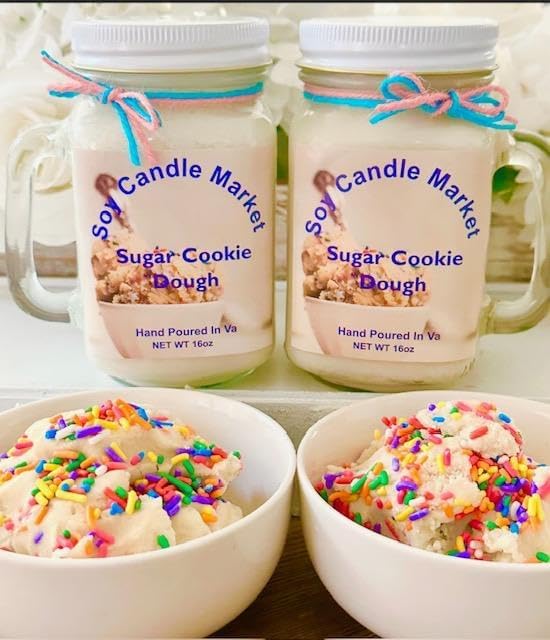 Soy Scented Candles | Handmade & Highly Aromatic Candles Burns Upto 85 Hours in Glass Jar - Perfect for Home Decor, Wedding, Birthday, Dinner (Sugar Cookie Dough, 16 oz)