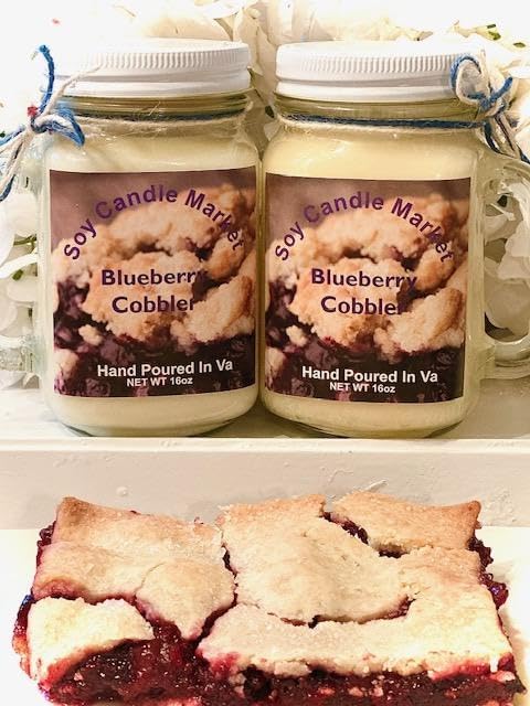 Soy Scented Candles | Handmade & Highly Aromatic Candles Burns Upto 85 Hours in Glass Jar - Perfect for Home Decor, Wedding, Birthday, Dinner (Blueberry Cobbler, 12 oz)