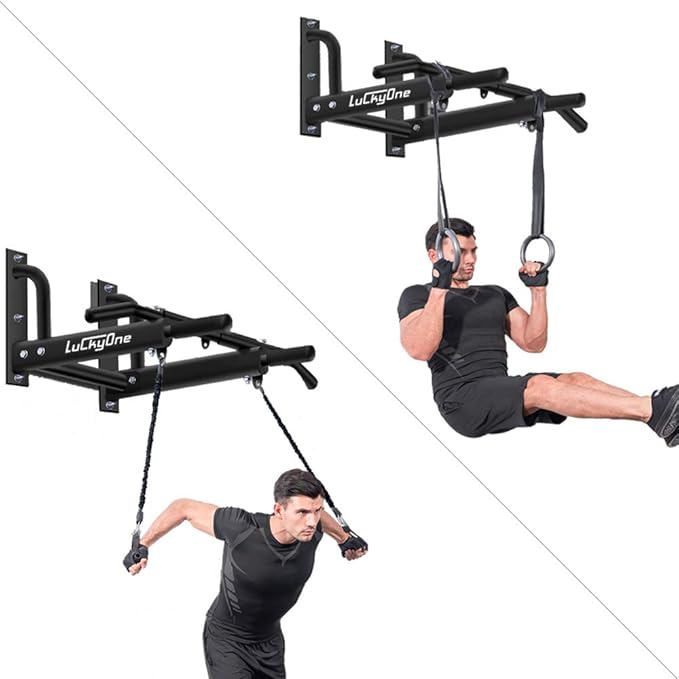 Wall Mount Pull Up Bar, Heavy Duty Steel Joist Mount Chin Up Bar, Pull-Up Bar With Wood Mount and Wall Mount Screws