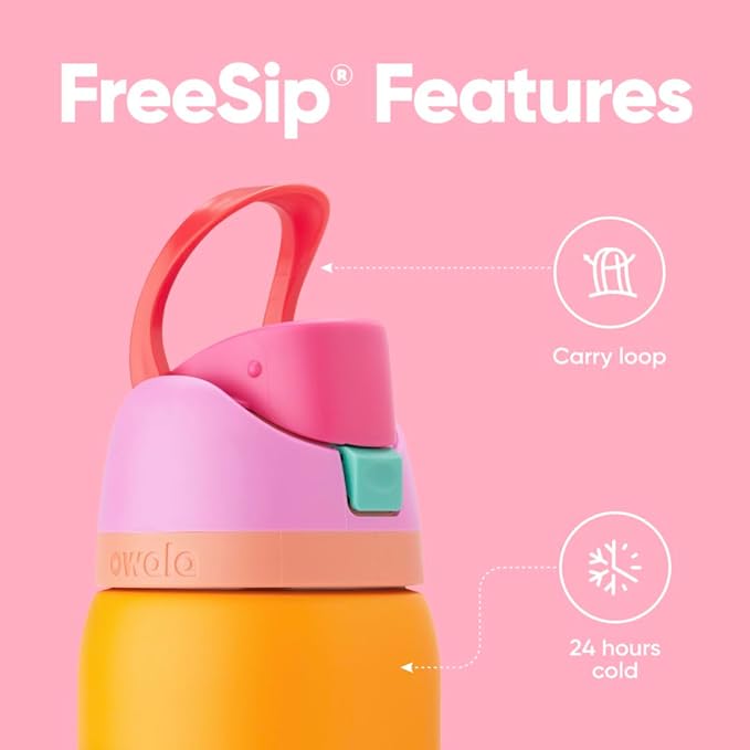 Owala FreeSip Insulated Stainless Steel Water Bottle with Straw for Sports, Travel, and School BPA-Free Sports Water Bottle, 32 oz, Tropical