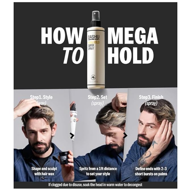 DASHU Hairspray, Mega Hold, Super Hair Spray Extra, Detangler , Long-Lasting , Weather-Resistant, Frizz Ease, Korean Hair Care, 8.45fl oz (Two Bundle)