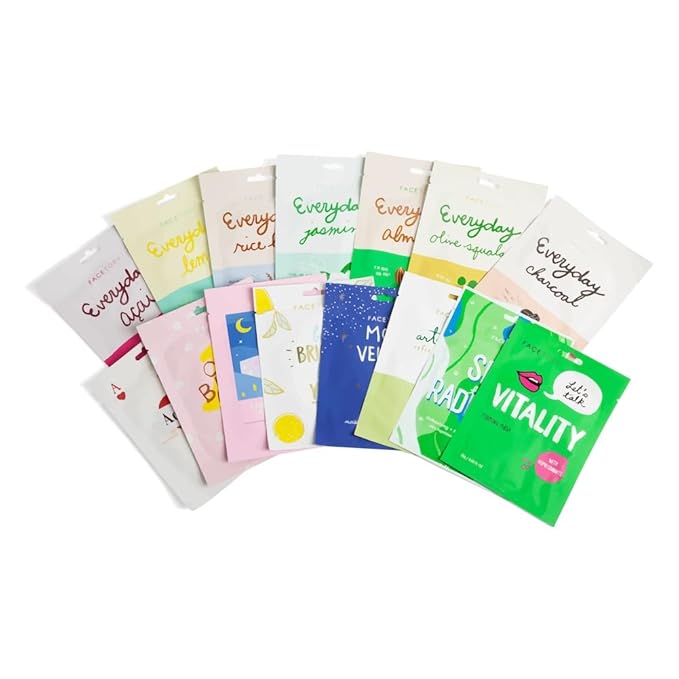 FACETORY K-Beauty Sheet Mask Gift Set โ 15 Premium Korean Face Masks in Stylish Gift Box | Hydrating, Brightening & Soothing Skincare Variety Pack