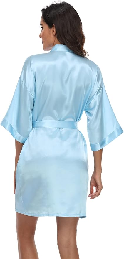 Women's Pure Short Silky Robes Bridesmaid Bride Party Satin Robes Sleepwear