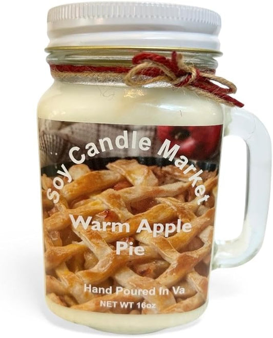Soy Scented Candles | Handmade & Highly Aromatic Candles Burns Upto 85 Hours in Glass Jar - Perfect for Home Decor, Wedding, Birthday, Dinner (Warm Apple Pie, 12 oz)