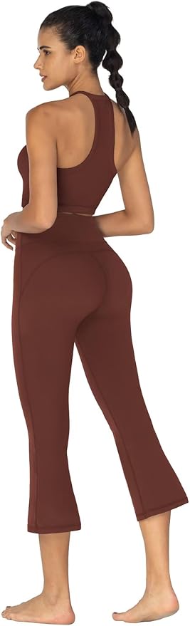 Sunzel High Waist Mini Flared Leggings for Women, Tummy Control Casual Flare Yoga Pants for Yoga Workout Gym