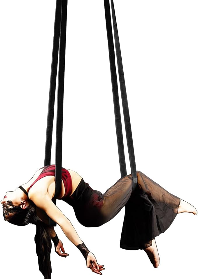 9ft 2.75m Aerial Straps Ropes Yoga Aerial Acrobatics Body Aerial Loop Trapeze Circus Apparatuses Equipment Three-Layer Straps 1 pairs