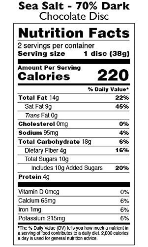 Taza Chocolate Organic Mexican-Style Disc 70% Dark Chocolate, Sea Salt, 2.7 Oz, 12 Count