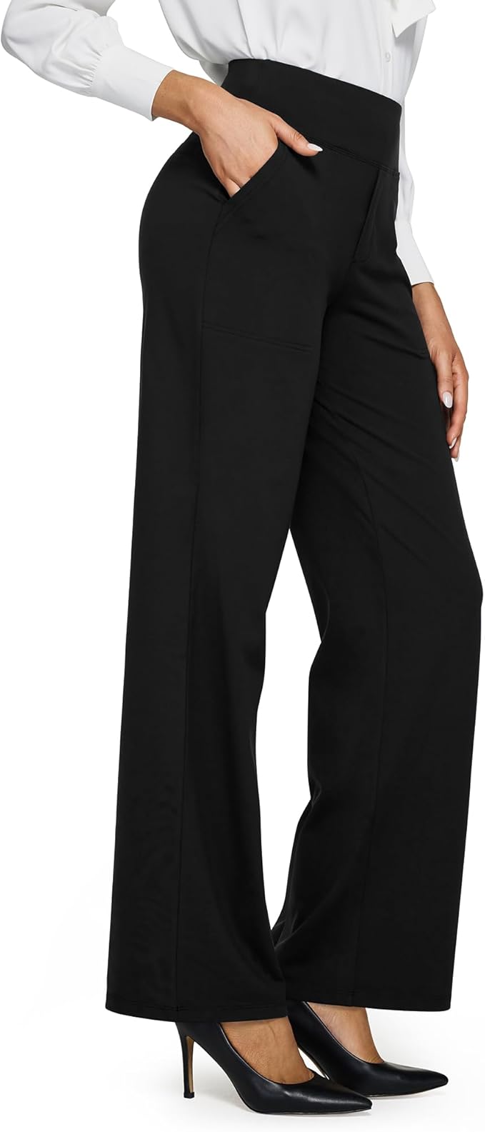 G4Free Yoga Pants Women Wide Leg Pants with Pockets High Waist Stretch Dress Casual Sweatpants Petite/Regular/Tall