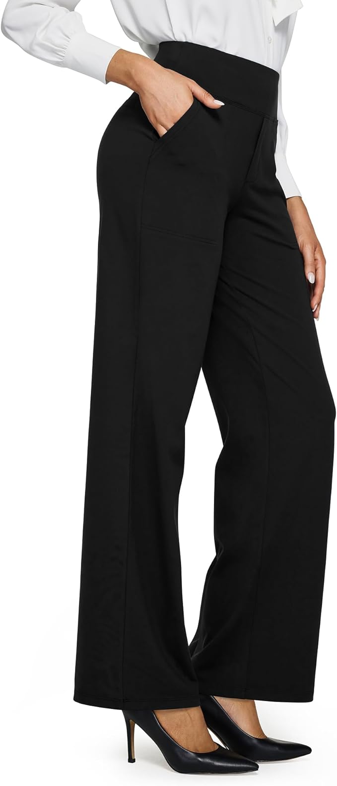 G4Free Yoga Pants Women Wide Leg Pants with Pockets High Waist Stretch Dress Casual Sweatpants Petite/Regular/Tall