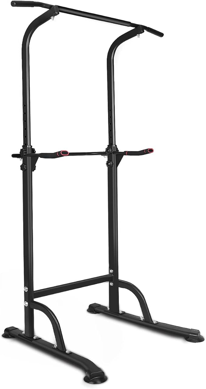 Power Tower Workout Dip Station Pull Up Bar, Height Adjustable Multi-Function Dip Stand for Home Gym Strength Training Fitness Equipment