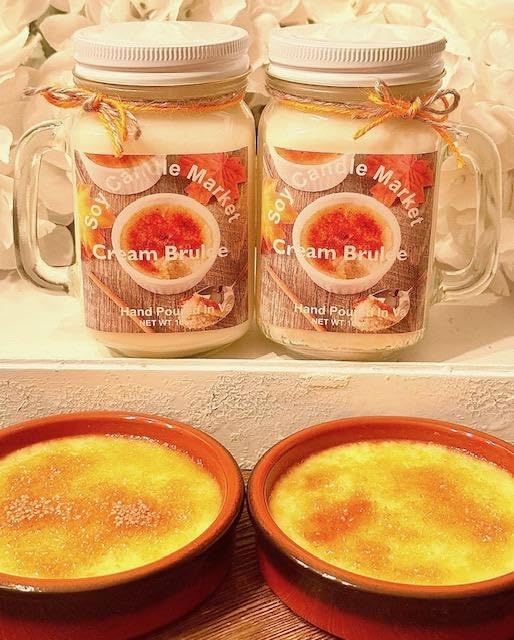 Soy Scented Candles | Handmade & Highly Aromatic Candles Burns Upto 85 Hours in Glass Jar - Perfect for Home Decor, Wedding, Birthday, Dinner (Cream Brulee, 12 oz)