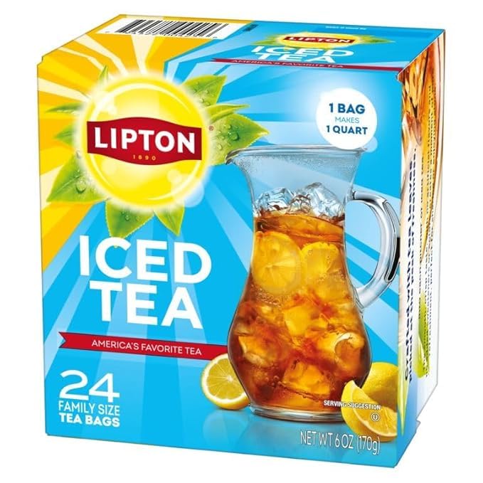 Lipton Unsweetened Iced Tea Bags, Family Size Zero Calories, 144 Total Tea Bags (24ct - Pack of 6)