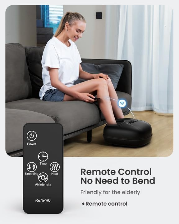 RENPHO Foot Massager Machine with Heat, Gifts for Women, Shiatsu Heated Foot Massager Machine for Plantar Fasciitis, Size Up to 11