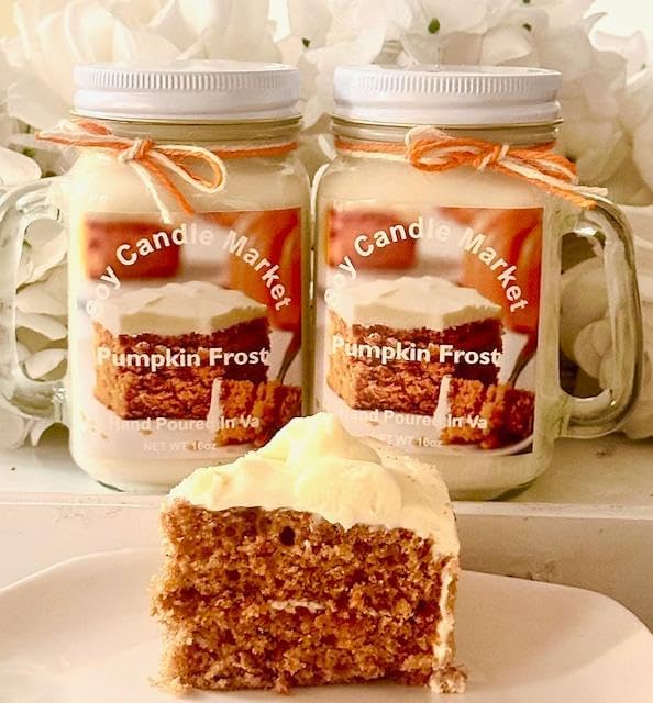 Soy Scented Candles | Handmade & Highly Aromatic Candles Burns Upto 85 Hours in Glass Jar - Perfect for Home Decor, Wedding, Birthday, Dinner (Pumpkin Frost, 12 oz)