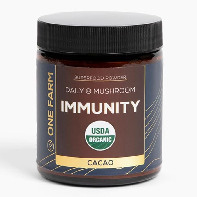 Organic 8 Mushroom Immunity Powder, Non-GMO - Turkey Tail, Chaga, Cordyceps, Shiitake, Reishi, Maitake, Lion's Mane, and Mesima - Vegan Mushroom Supplement in a Resealable Glass Jar