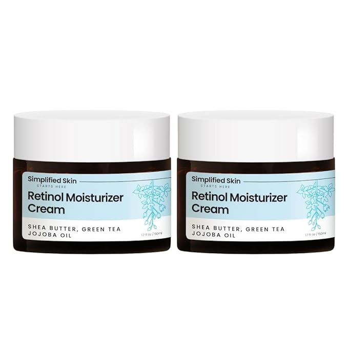 Retinol Cream for Face (2-Pack) – 2.5% Retinol Moisturizer for Fine Lines, Firming & Collagen Boost – Anti-Aging Night Wrinkle Cream with Hyaluronic Acid – 1.7 Oz
