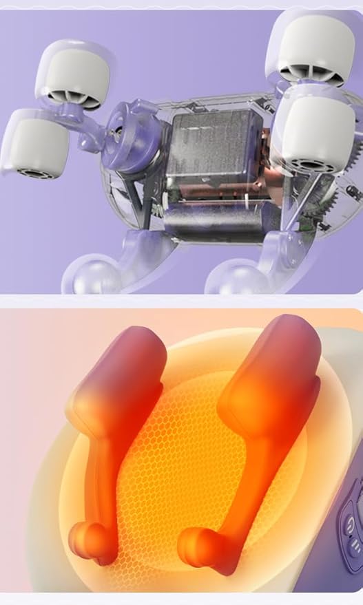 Shiatsu Neck Massager with Heat, Electric Deep Tissue Kneading Massage Pillow with 10 Minute Timer for Full Body Muscle Pain Relief, Cordless Portable Cervical Traction Device (Purple)