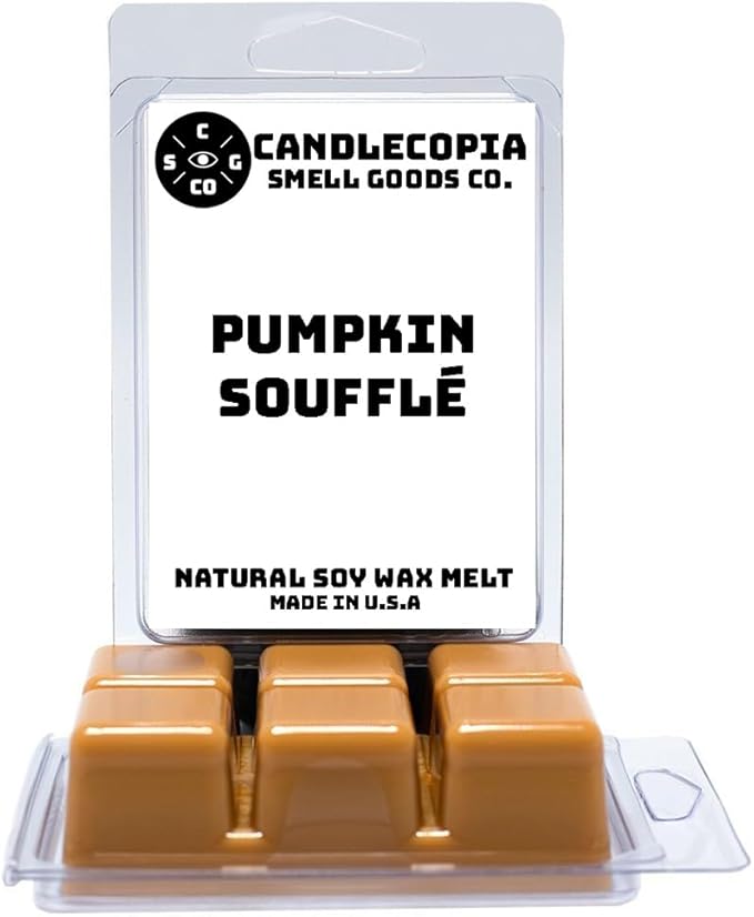 Pumpkin Soufflé Strongly Scented Hand Poured Vegan Wax Melts, 12 Scented Wax Cubes, 6.4 Ounces in 2 x 6-Packs