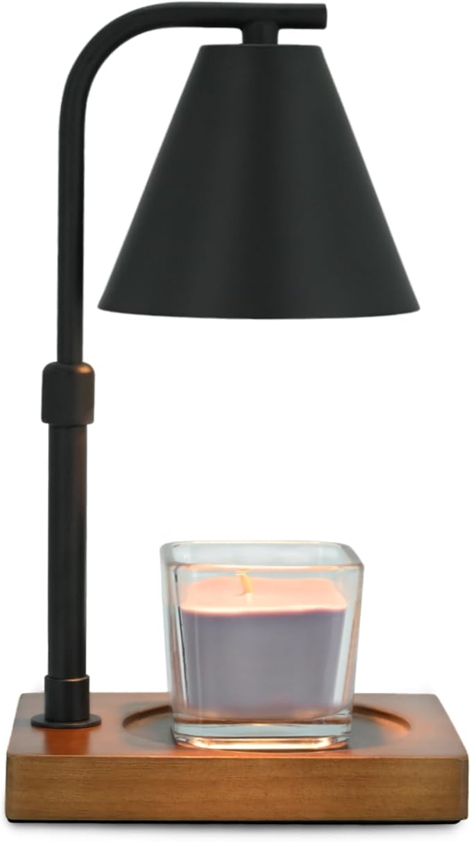 SOKCVSEA Candle Warmer Lamp - Birthday Gifts for Women Candle Lamp Warmer with Timer Height Adjustable, House Warming Gifts New Home Decor, Wax Melt Candle Warmer with 2 Bulbs 1-Black