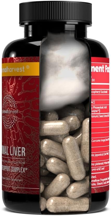 Primal Harvest Primal Liver Liver Supplement with, Alpha-Lipoic Acid, L-Cysteine HCL, L-Glutathione, Milk Thistle, and Spirulina, for Men and Women, 120 Capsules